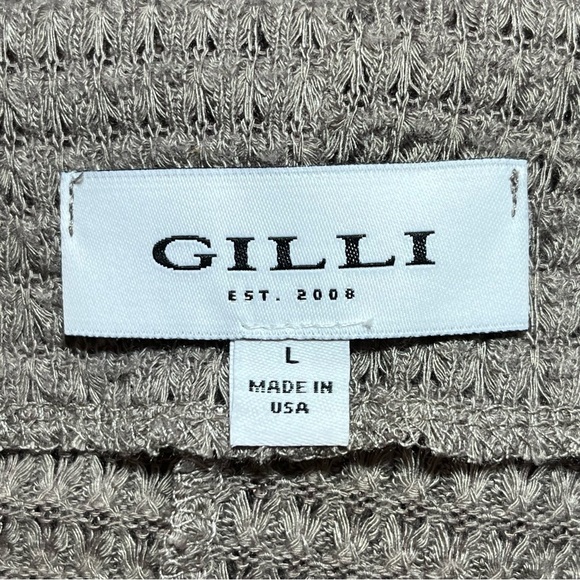 Gilli Waffle Knit Top Womens Size Large Brown Tie Front Short Sleeve Boat Neck - Picture 5 of 11